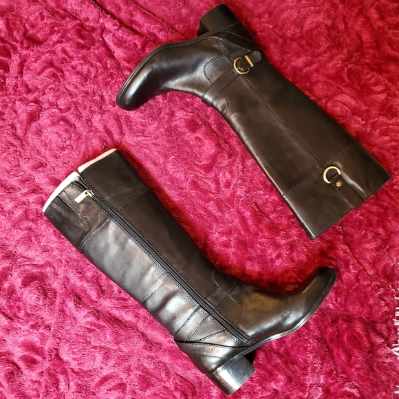 BANDOLINO "BDCARMINE" BLACK LEATHER KNEE BOOTS - Picture 2 of 14
